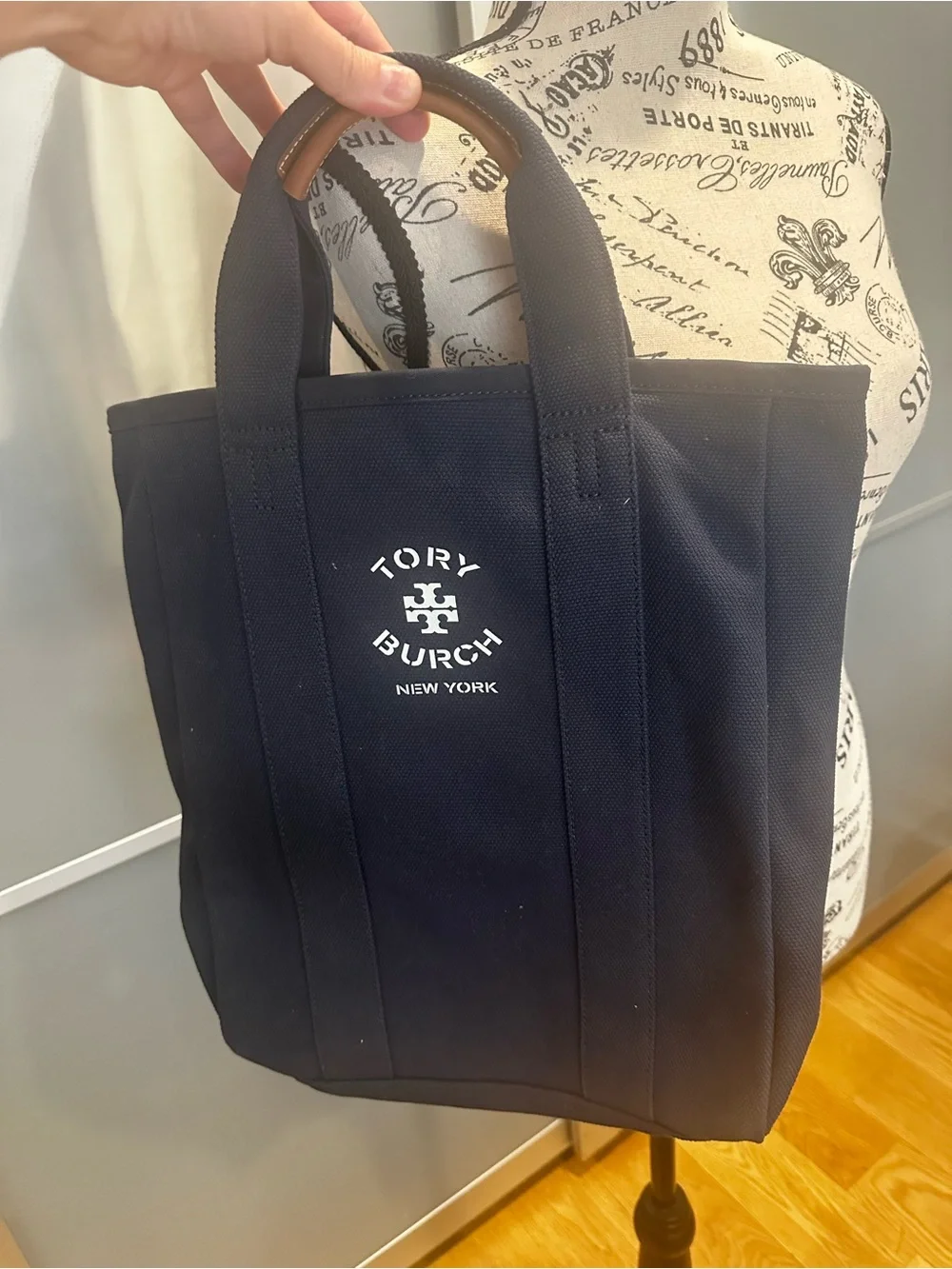 Tory Burch Navy Canvas Logo Tote